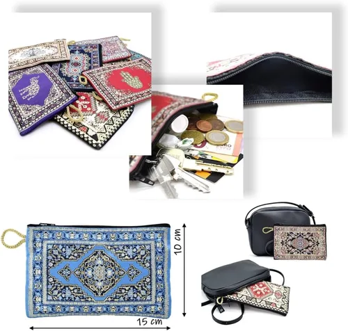 Miniatura 2 de BDM - Monedero billetero turco con Estampado Floral 2-Azul