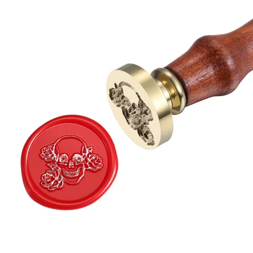 Miniatura 2 de Yoption - Sello de sello de cera con diseño de calavera y rosa, ideal para adornar sobres, invitaciones, paquetes de vino