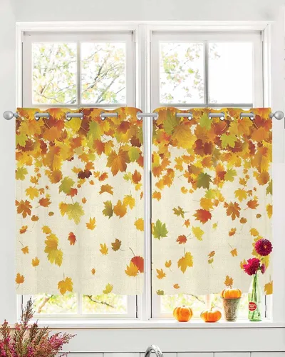 Miniatura 13 de Cortinas traslúcidas de hojas de eucalipto de 39 pulgadas de largo, juego de 2 paneles de cortinas para cocina, dormitorio, sala de estar, pasillo