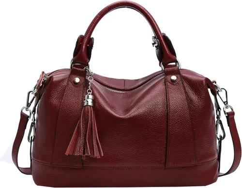 Miniatura 3 de Heshe - Bolsa de hombro de piel para mujer, con asa superior, bolsa cruzada