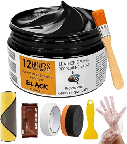 Bálsamo recolorante de cuero de 3.53 onzas, kit de crema de reparación de vinilo de cuero de secado rápido 12H para muebles, sofás y asientos de