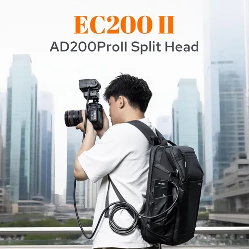 Miniatura 2 de Godox EC200 II - Cabezal de extensión para flash Godox AD200Pro II, extensor de cabeza de 200 W con cable de extensión de 2M, zapata fría de metal