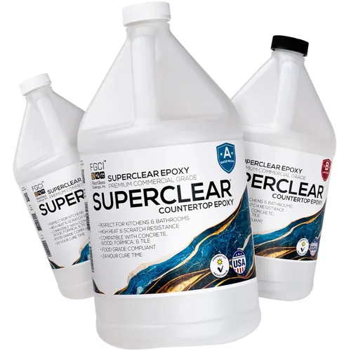 Superclear Kit de resina epoxi para encimera, 3 galones, revestimiento ultraduradero seguro para alimentos, para encimeras de cocina, baños y