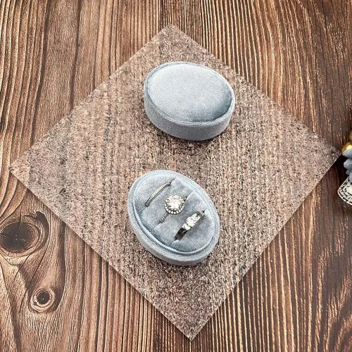 Miniatura 2 de Caja ovalada de terciopelo para anillos con 3 ranuras, caja de tres anillos de alta calidad, vintage, hecha a mano, organizador de joyas