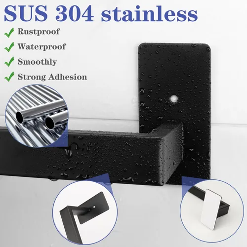 Miniatura 2 de Juego de 5 piezas de accesorios de baño autoadhesivos -SUS304 de acero inoxidable, toallero incluye toallero de 24 pulgadas, soporte para papel