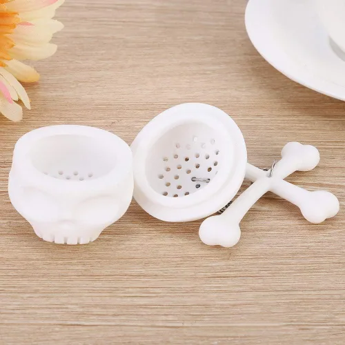 Miniatura 6 de Colador de té de calavera, colador de té, té de hojas sueltas más pronunciado, lindo infusor de té con forma de calavera blanca de simulación