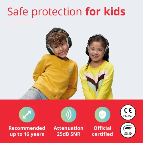 Miniatura 2 de Alpine Muffy Kids - Protección auditiva - Certificado CE y ANSI - Ajustable para edades de 3 a 16 años - Auriculares con cancelación de ruido - Negro
