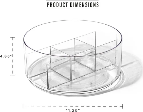 Miniatura 2 de BINO Organizador redondo de plástico con 5 compartimentos, transparente Contenedor giratorio dividido para plato giratorio Organizador giratorio