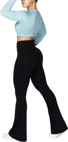 Miniatura 5 de Sunzel Leggings acampanados, pantalones de yoga cruzados con control de abdomen, cintura alta y pierna ancha