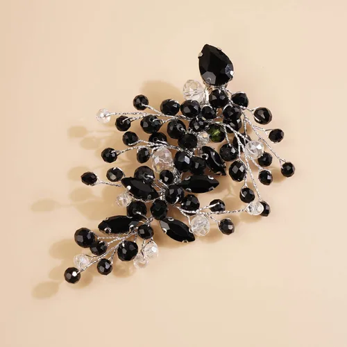 Miniatura 3 de Kercisbeauty Pieza de pelo de cristal negro para mujeres y niñas, pinzas para el pelo de novia, estilo bohemio, lindo accesorio para el cabello