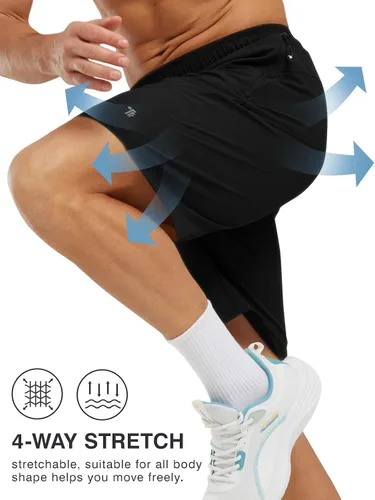 Miniatura 4 de Rdruko Pantalones cortos de senderismo para hombre con bolsillos con cremallera, 7 pulgadas, ligeros, de secado rápido, pantalones cortos