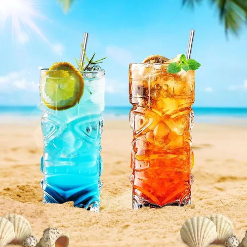 Miniatura 2 de Juego de vasos Tiki transparentes de 2 a 14 onzas, modernos vasos de cóctel Tiki perfectos para cócteles exóticos, Mai Tai, cócteles