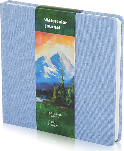 Miniatura 18 de Dispowreath Cuaderno de bocetos de acuarela de 5.5 x 5.5 pulgadas, cuaderno cuadrado de acuarela, prensa en frío, papel de algodón de 140 libras