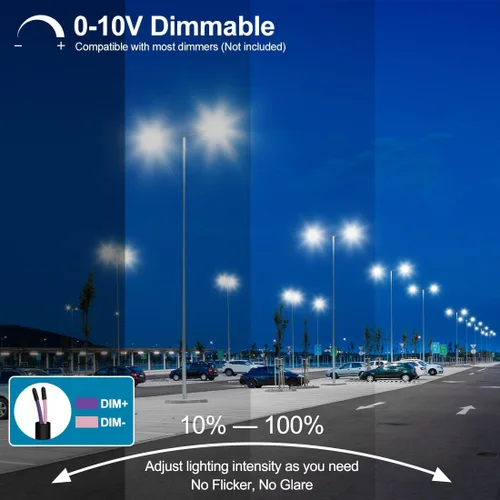 Miniatura 7 de Luz LED de estacionamiento de 150 W con fotocélula, luces LED regulables para exteriores con ajuste deslizante y soporte de brazo en 1, 22500LM
