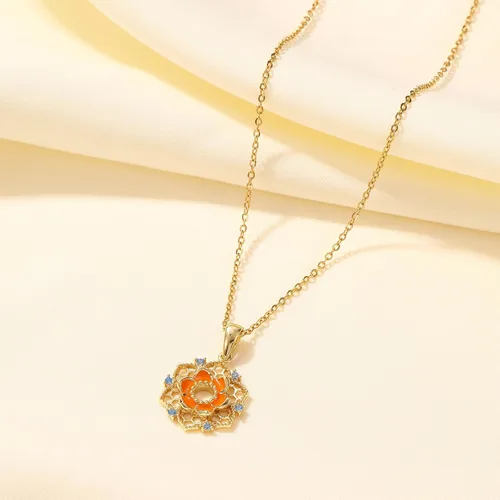 Miniatura 4 de 18K Gold-Plated Flower Pendant Necklace with Pearls and Zircon - Fashionable Cute Design for Girls and Women with Box Gifts