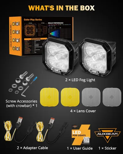 Miniatura 3 de Auxbeam Color Play Series SAE - Luces antiniebla LED de 3 pulgadas con DRL blanco y señal de giro para Ford Honda, Nissan, Subaru, Acura, Lexus