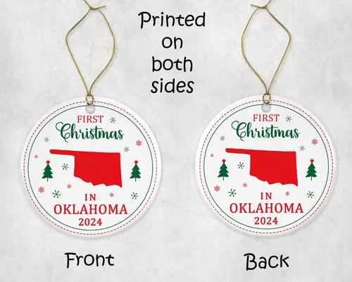 Miniatura 3 de Adorno de la primera Navidad en Oklahoma 2023 – Decoración colgante de árbol para amantes de la celebración de Navidad – Regalo de festival