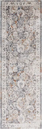 SAFAVIEH Limitee Collection LIM757H - Alfombra para pasillo, 2 pies 6 pulgadas x 8 pies, color carbón y beige, diseño vintage oriental envejecido,