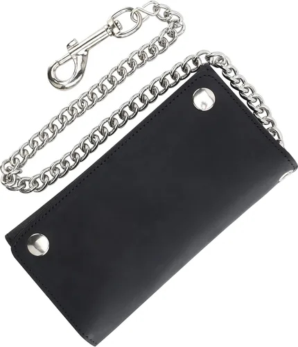 Miniatura 4 de Cartera de cuero de vaca de estilo largo vintage con bloqueo RFID para hombre, con cadena para tarjeteros, fabricada en Estados Unidos