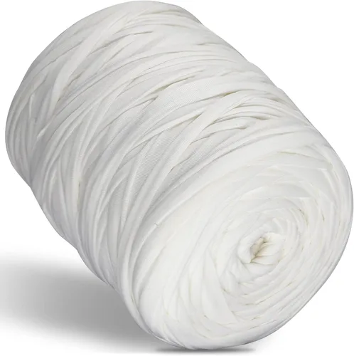 Miniatura 28 de 400g de hilo de tela elástica para tejer con ganchillo para DIY, 119 metros de hilo de espagueti grueso para tejer para proyectos de bolso, cesta