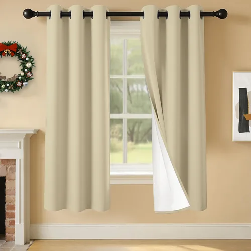 Miniatura 86 de 2 paneles de cortinas 100% opacas, cortinas ligeras con aislamiento térmico con ojales para dormitorio, sala de estar, tratamiento de ventana