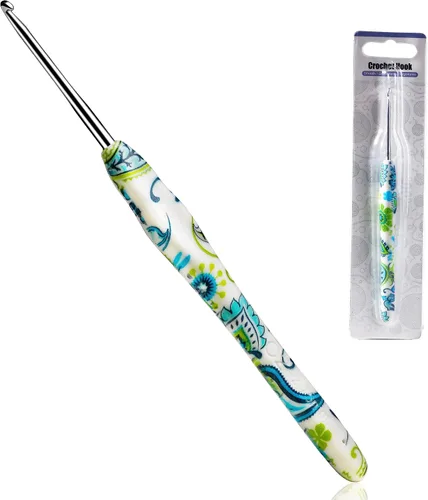 Miniatura 13 de 2.25mm Gancho de Ganchillo Looen, Mango Ergonómico para Manos Artríticas, Agujas de Tejer de Goma Suave Extra Largas para Principiantes de Crochet