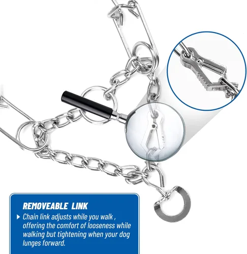 Miniatura 3 de Collar de punta para perro, collar de entrenamiento para perros con clip de liberación rápida, eslabones ajustables de acero inoxidable con puntas