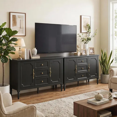 Miniatura 12 de RoyalCraft Buffet Cabinet with Storage, Mid-Century Modern Sideboard with 3 Doors, Painted Coffee Bar Table with Adjustable Shelves, Credenza for