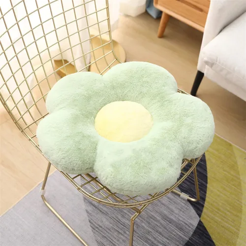 Miniatura 2 de YILANLAN Cojín de felpa con diseño de flores, lindo y cómodo, para oficina, sala de estar, decoración de cama, decoración simple de habitación Verde