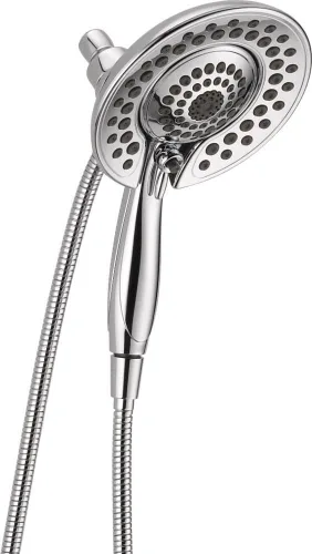 Miniatura 12 de Delta In2ition - Cabezal de ducha doble 2 en 1 de 5 ajustes con rociador de mano, cabezal de ducha desmontable negro mate con manguera, cabezal