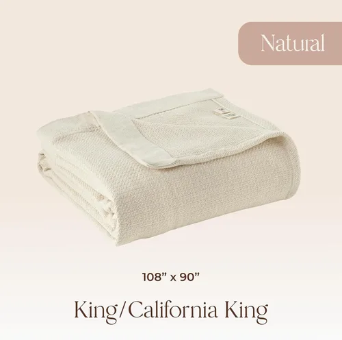 Miniatura 2 de Manta 100% algodón orgánico – Manta de algodón orgánico certificado GOTS & Fairtrade para cama con tejido de punto individual suave, pesado