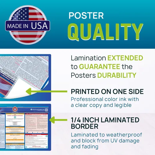 Miniatura 5 de Póster de la ley laboral Texas 2026 – Cumplimiento estatal y federal – OSHA, EEOC, FMLA, salario mínimo – Póster de empleo duradero, laminado e