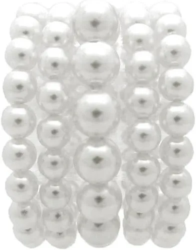 Miniatura 7 de BA UNIQUE FASHION Conjunto de 5 pulseras elásticas de perlas simuladas para mujer