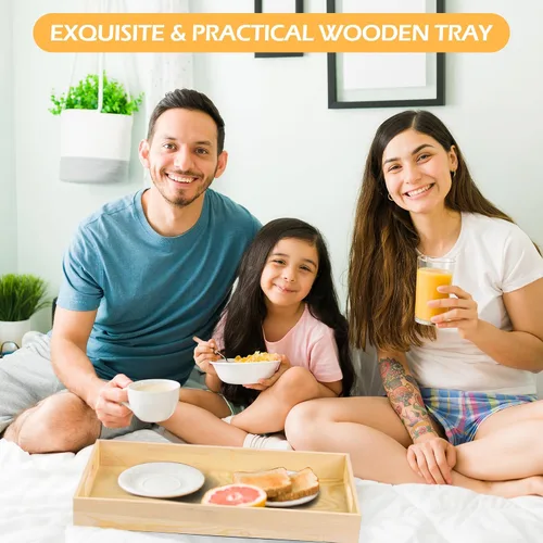 Miniatura 6 de Aodaer 7 bandejas de madera, bandejas de madera anidadas para servir, bandeja rectangular de madera con asas para cocina, fiesta, cena, aperitivos