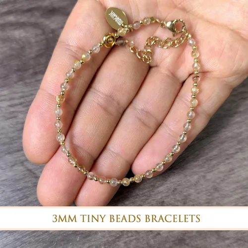 Miniatura 5 de Morchic - Pulsera ajustable de pulgadas para mujer, con mini cuentas de gemas naturales, serie de dijes de gemas de energía, regalo de cumpleaños
