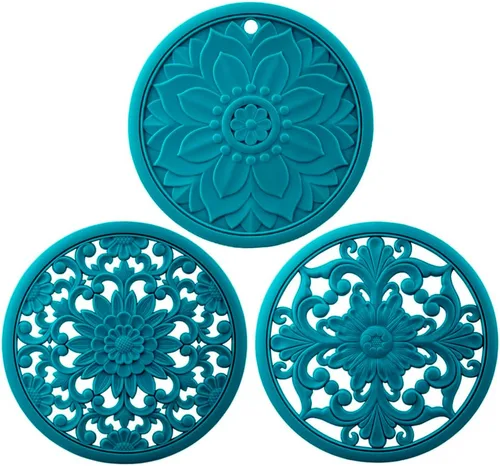 Miniatura 13 de Salvamanteles de silicona gris para platos calientes, ollas y sartenes, almohadillas calientes redondas para cocina, alfombrilla de silicona