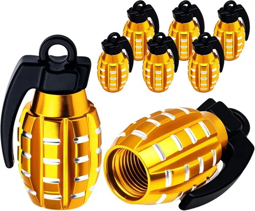 8 piezas tapas de válvula de neumático de aleación de aluminio, cubiertas universales de válvula de neumático para automóviles, camiones, SUV, Dorado