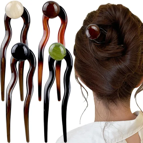 Pinzas para el pelo francés en forma de U, horquillas de pelo francés de perlas para mujer, elegantes pasadores franceses, pasadores de acetato