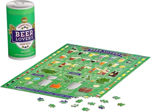 Ridley's Rompecabezas de 500 piezas para amantes de la cerveza, rompecabezas de cerveza con imagen informativa, tubo de almacenamiento resistente