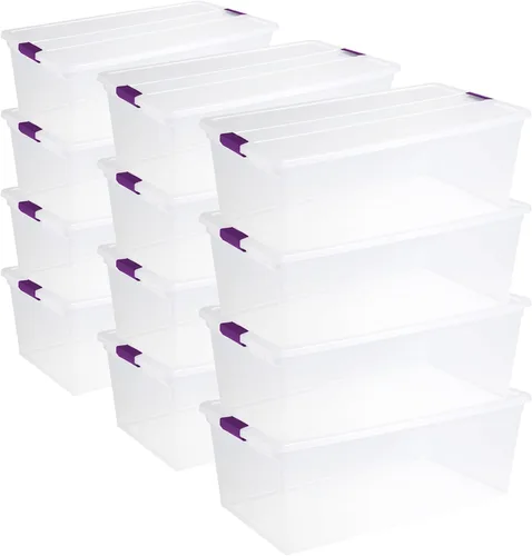 Miniatura 17 de Sterilite ClearView - Paquete de 12 cajas de pestillo de 6 cuartos de galón, contenedores organizadores apilables con tapas de pestillo