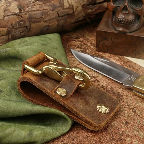 Miniatura 7 de Clip de llave de cinturón de cuero de grano completo resistente, soporte de llave de cinturón de cuero envejecido retro - BA05KC