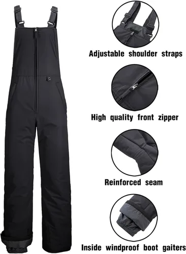 Miniatura 6 de GEMYSE Overol con peto de esquí impermeable para hombre pantalones de snowboard aislados