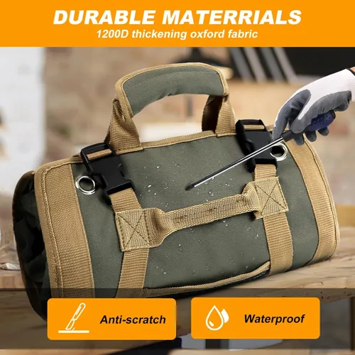 Miniatura 5 de Bolsa enrollable de herramientas, pequeña bolsa de herramientas enrollable con bolsas desmontables, organizador de bolsas de herramientas
