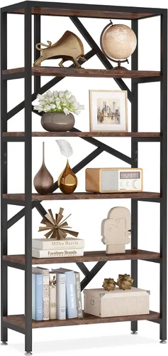 Miniatura 8 de Tribesigns Estantería Industrial de 71 Pulgadas, Estantería Etagere de 6 Estantes, Estantes Abiertos Independientes para Libros con Almacenamiento