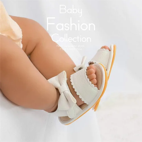 Miniatura 79 de Meckior Sandalias de verano con punta abierta y suave de piel sintética para bebés y niñas pequeñas