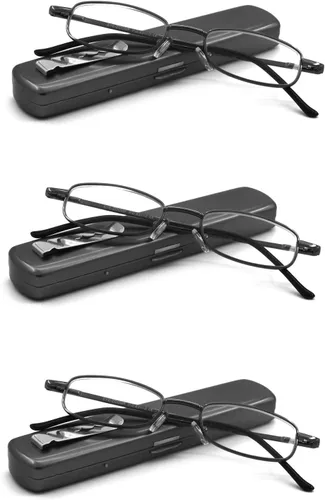 Miniatura 11 de Gafas de lectura de metal portátiles ligeras con estuche de bolsillo para hombres y mujeres