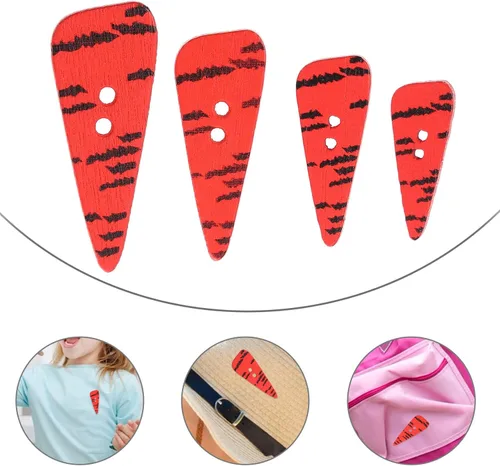 Miniatura 9 de 200 botones de zanahoria de madera, botones de nariz de zanahoria, 2 agujeros, botones de madera para bricolaje, acolchado, sombrero, ropa