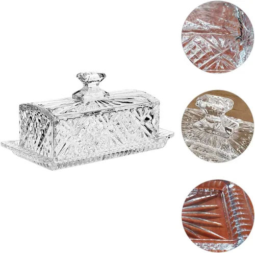 Miniatura 9 de BESTonZON Plato de vidrio rectangular Plato de mantequilla de vidrio plato de mantequilla transparente plato de mantequilla plato de mantequilla