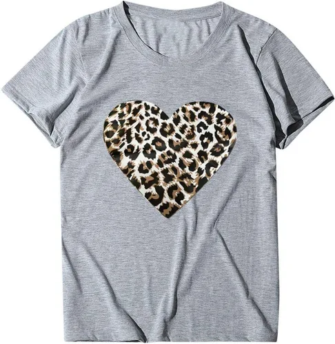 Miniatura 78 de Camisetas de manga corta con estampado de corazón para mujer, camisetas de ajuste regular, linda y divertida, ropa de regalo 2023