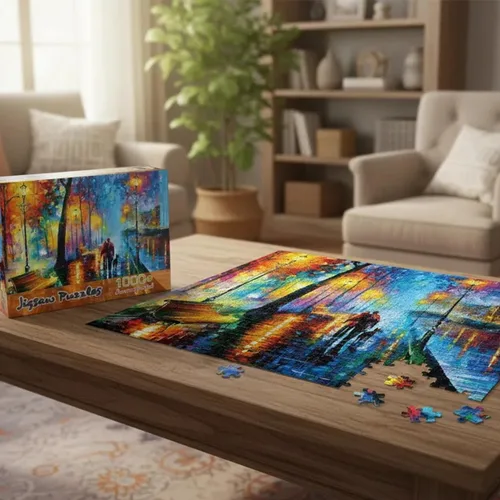 Miniatura 2 de Ingooood Rompecabezas de madera para adultos, 1000 piezas, acompañado, juegos familiares desafiantes y terapéuticos para parejas, divertido regalo